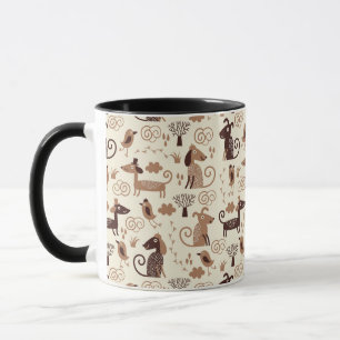 pattern with cute dogs mug