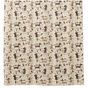pattern with cute dogs shower curtain