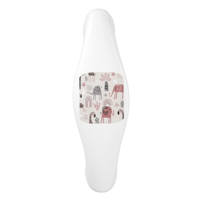 pattern with cute elephants and giraffes giant  ceramic cabinet pull (Front)