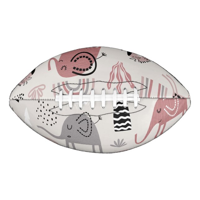 pattern with cute elephants and giraffes giant   football (Front)