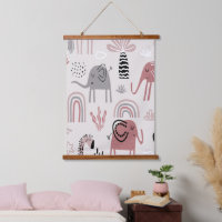 pattern with cute elephants and giraffes giant 