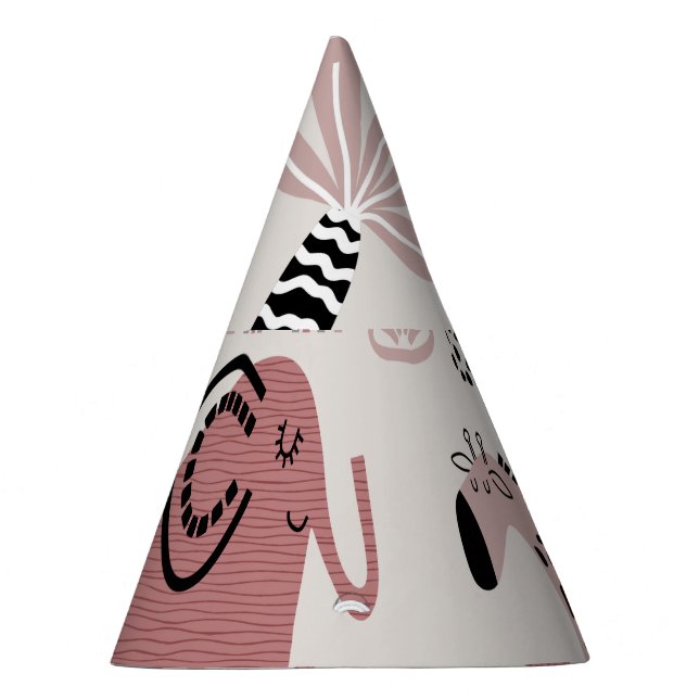 pattern with cute elephants and giraffes giant   party hat (Right)
