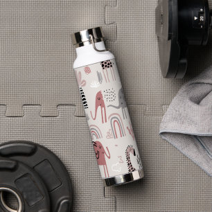 pattern with cute elephants and giraffes giant  water bottle