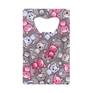 pattern with cute kawaii doodle cats