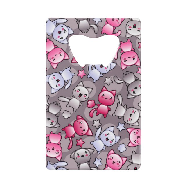 pattern with cute kawaii doodle cats (Front)