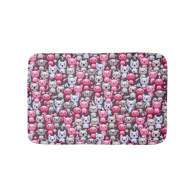 pattern with cute kawaii doodle cats 2 bath mat (Front)