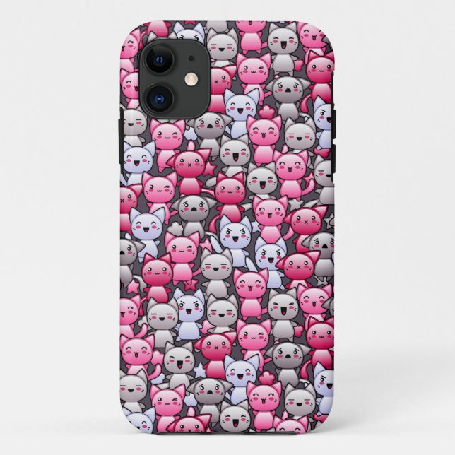 pattern with cute kawaii doodle cats 2 Case-Mate iPhone case (Back)