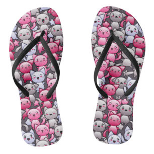 pattern with cute kawaii doodle cats 2 jandals