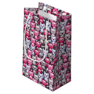 pattern with cute kawaii doodle cats 2 small gift bag