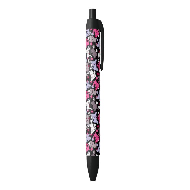 pattern with cute kawaii doodle cats 3 black ink pen (Bottom (Vertical))