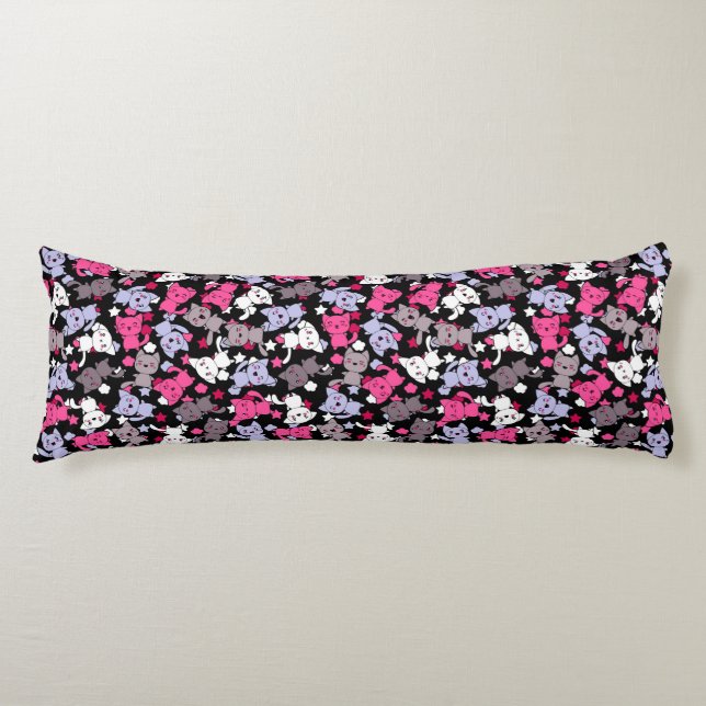 pattern with cute kawaii doodle cats 3 body cushion (Front)
