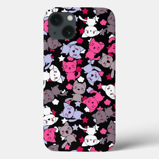 pattern with cute kawaii doodle cats 3 Case-Mate iPhone case (Back)