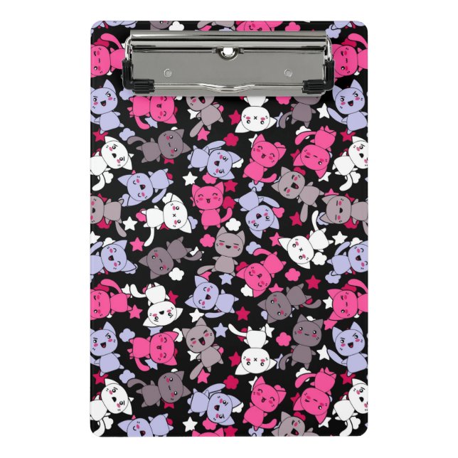 pattern with cute kawaii doodle cats 3 mini clipboard (Front)