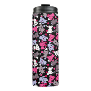 pattern with cute kawaii doodle cats 3 thermal tumbler