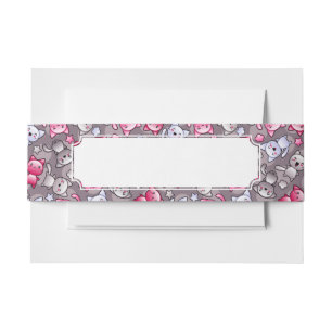 pattern with cute kawaii doodle cats invitation belly band
