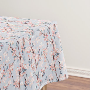 Pattern with delicate spring sakura flowers tablecloth