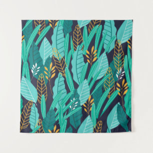 Pattern with different abstract tropical leaves tapestry