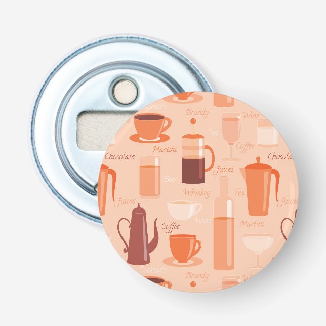 Pattern with drinks and text bottle opener (Front)