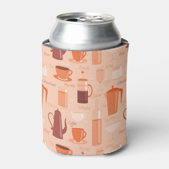 Pattern with drinks and text can cooler (Can Front)