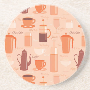 Pattern with drinks and text coaster