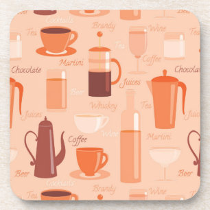 Pattern with drinks and text coaster