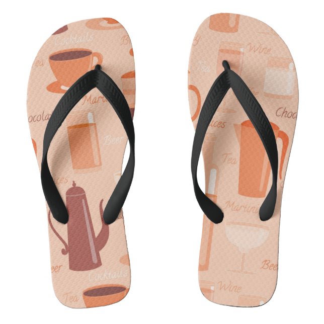 Pattern with drinks and text jandals (Footbed)