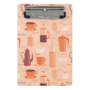 Pattern with drinks and text mini clipboard