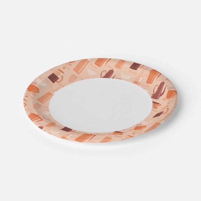 Pattern with drinks and text paper plate (Angled)