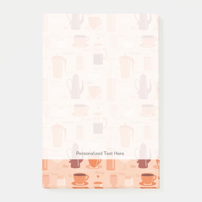 Pattern with drinks and text post-it notes (Front)