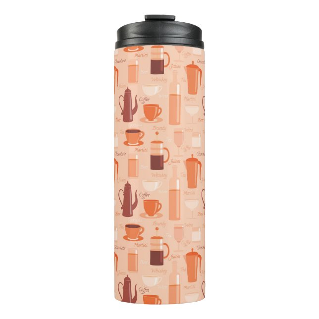 Pattern with drinks and text thermal tumbler (Front)