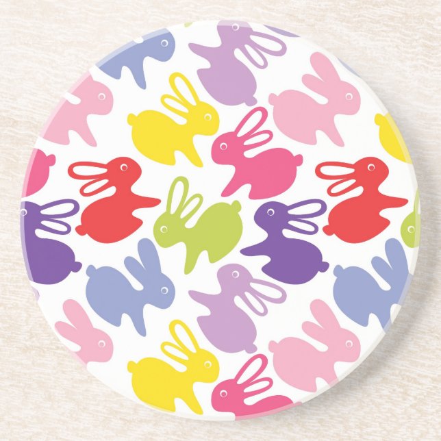 pattern with Easter rabbits Coaster (Front)