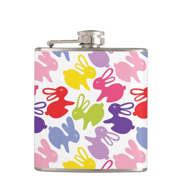 pattern with Easter rabbits Hip Flask (Front)