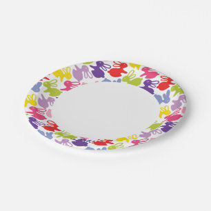 pattern with Easter rabbits Paper Plate