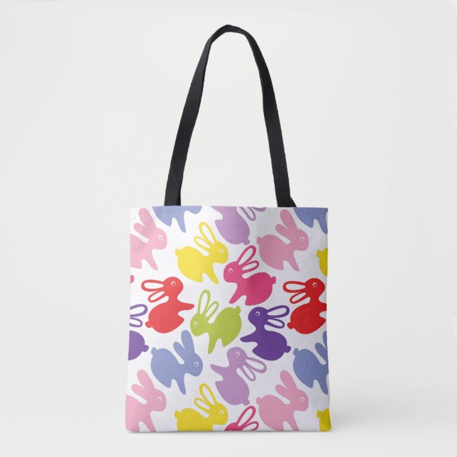 pattern with Easter rabbits Tote Bag (Front)