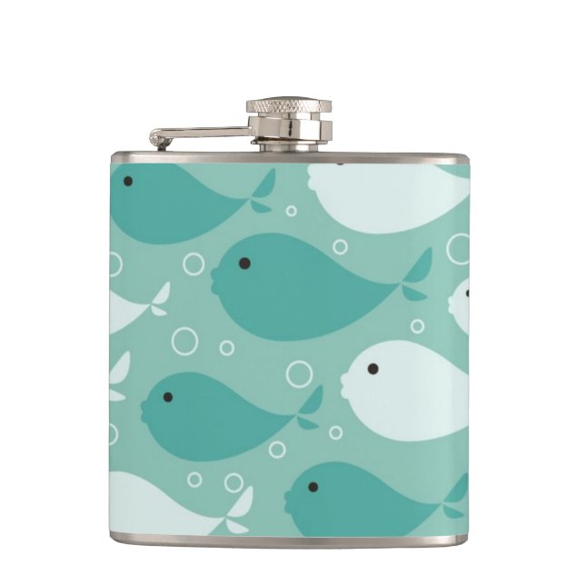 pattern with fish 2 hip flask (Front)