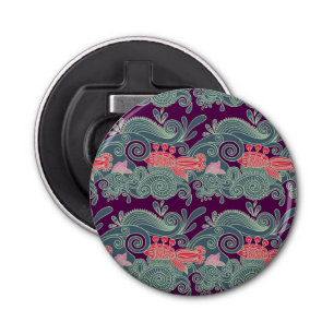 Pattern With Fish And Purple Wave Bottle Opener