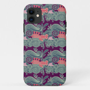 Pattern With Fish And Purple Wave Case-Mate iPhone Case