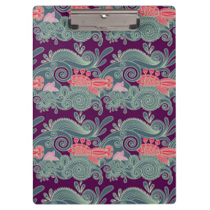 Pattern With Fish And Purple Wave Clipboard