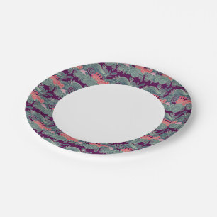 Pattern With Fish And Purple Wave Paper Plate