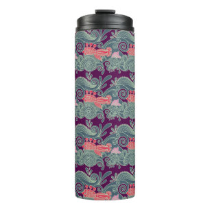 Pattern With Fish And Purple Wave Thermal Tumbler