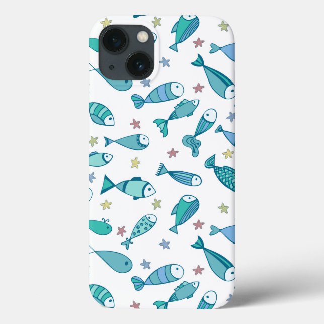 Pattern With Fish And Starfish Case-Mate iPhone Case (Back)