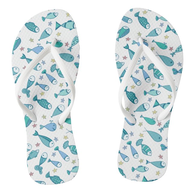 Pattern With Fish And Starfish Jandals (Footbed)