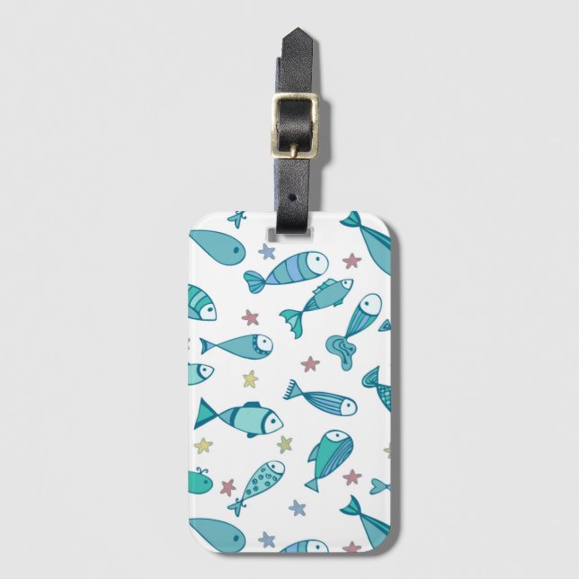 Pattern With Fish And Starfish Luggage Tag (Front Vertical)