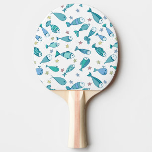 Pattern With Fish And Starfish Ping Pong Paddle