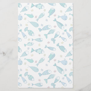 Pattern With Fish And Starfish Stationery