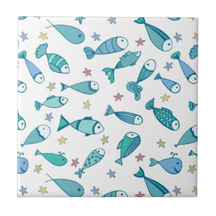 Pattern With Fish And Starfish Tile