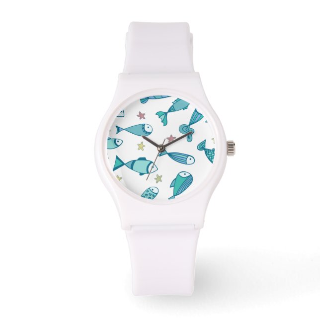 Pattern With Fish And Starfish Watch (Front)