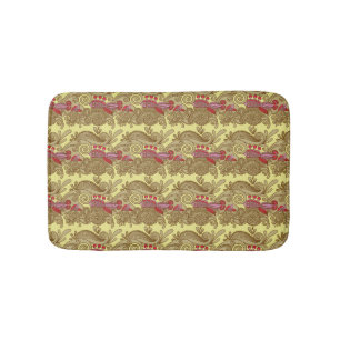 Pattern With Fish And Wave Bath Mat