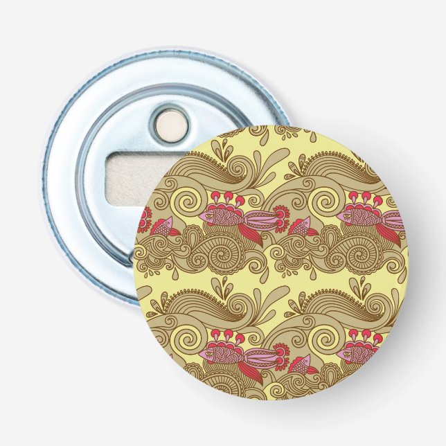 Pattern With Fish And Wave Bottle Opener (Front)