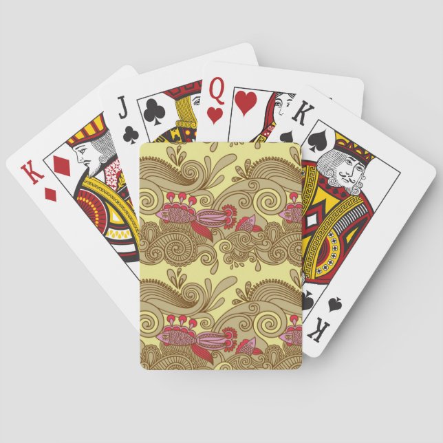 Pattern With Fish And Wave Playing Cards (Back)